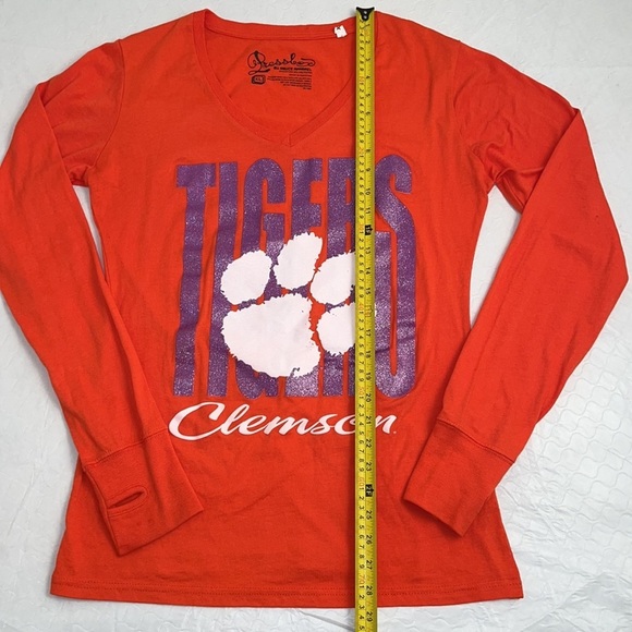 Pressbox Clemson Tigers orange and purple v-neck long sleeve t-shirt XL - Picture 2 of 6